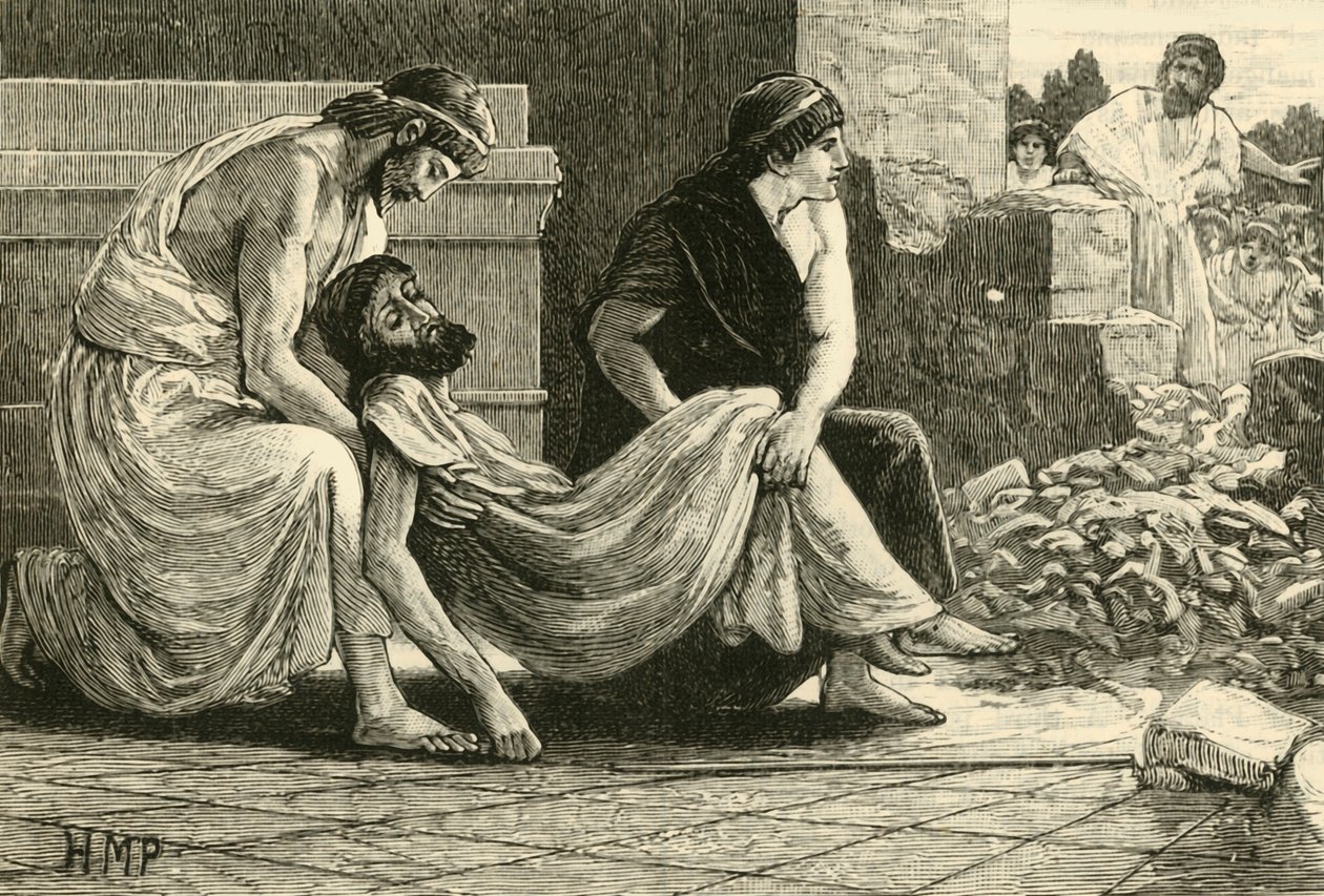 Pausanias død, 1890. av Unbekannt