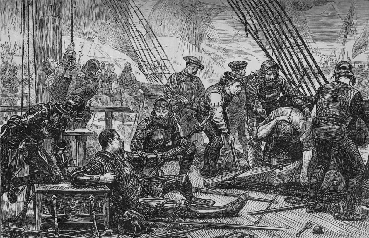 Sir Andrew Bartons død, august 1511, c1880 av Unbekannt
