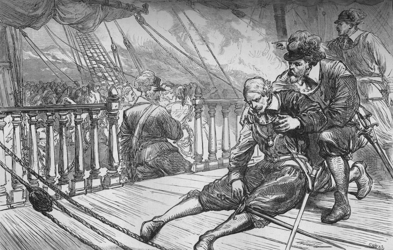 Van Tromps død, 10. august 1653, c1880 av Unbekannt