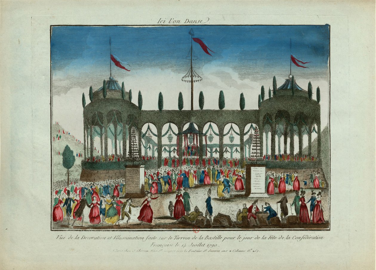 Utsmykning og belysning av Bastillen for forbundets festival 14. juli 1790. av Unbekannt
