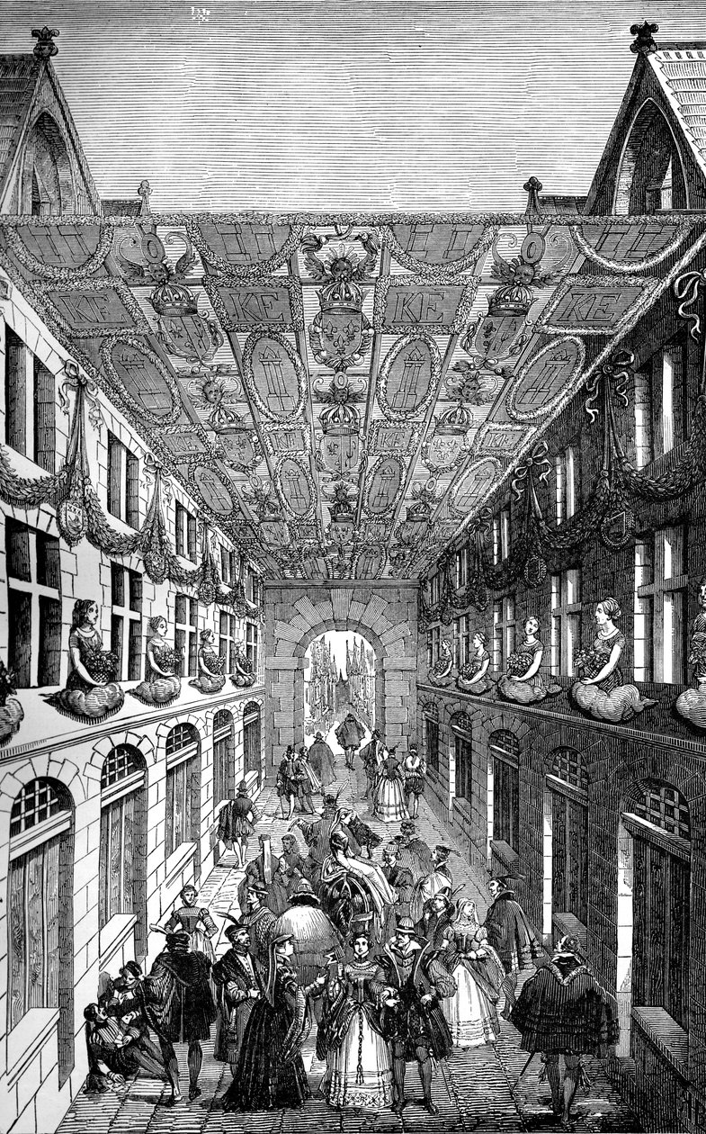 Dekorasjon av Notre Dame-broen, Paris, for inntreden av Charles IX av Frankrike, 1571 1882-1884 av Unbekannt