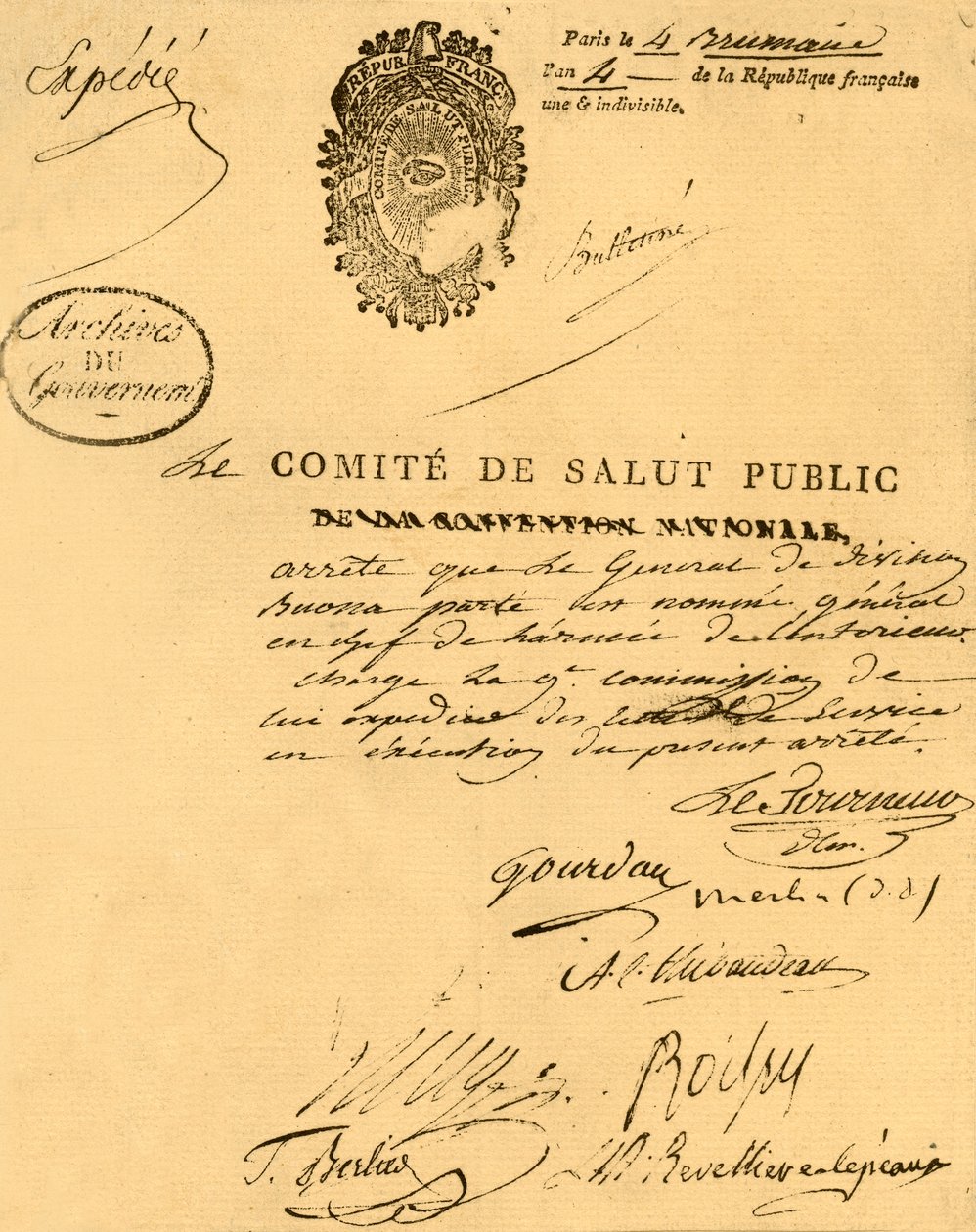 Dekret fra folkehelsekomiteen, 26. oktober 1795, 1921. av Unbekannt