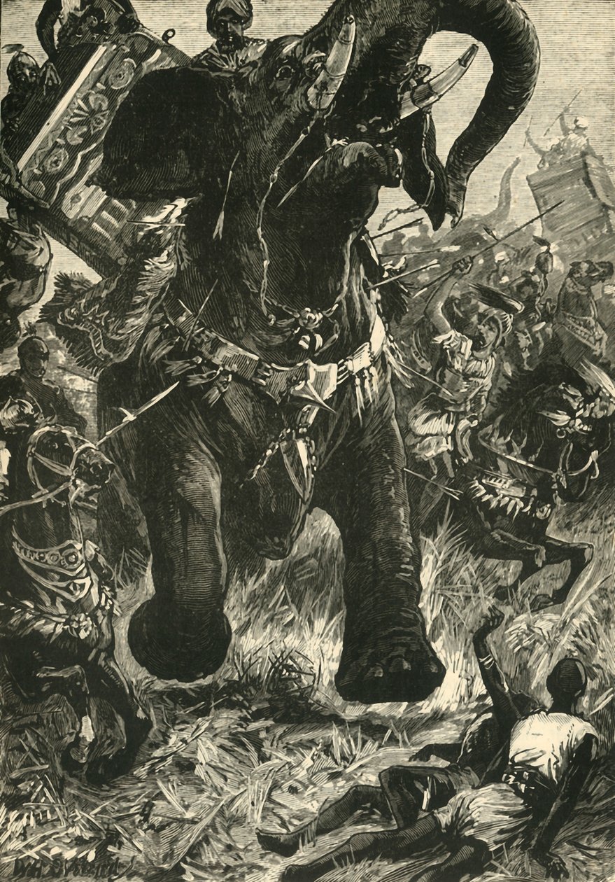 Nederlag av Porus av makedonerne, 1890. av Unbekannt