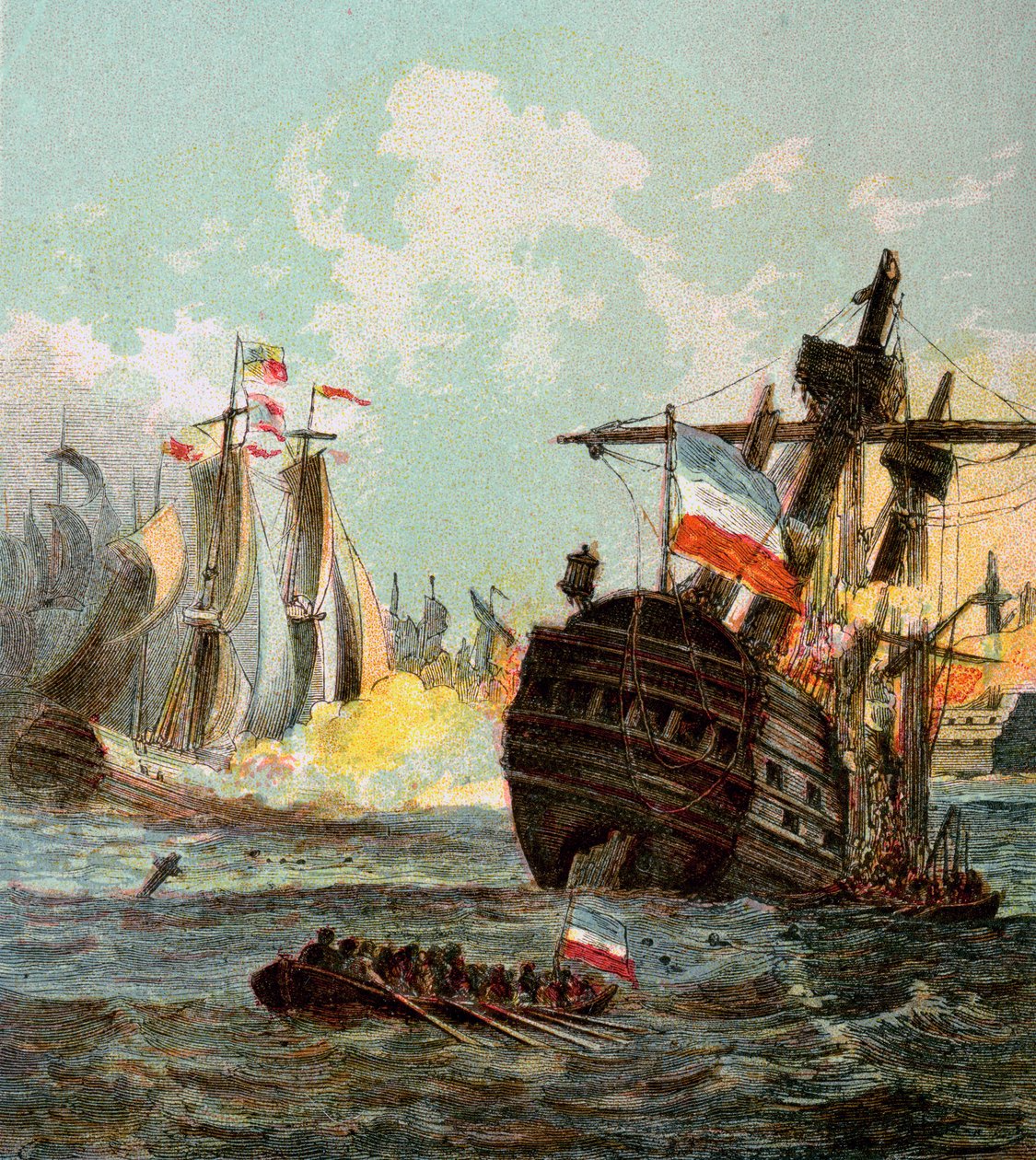 Nederlag av den nederlandske flåten, 1666 c1850-årene av Unbekannt