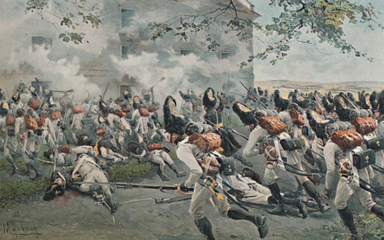Forsvar av kornmagasinet i Essling, 1809, 1896 av Unbekannt