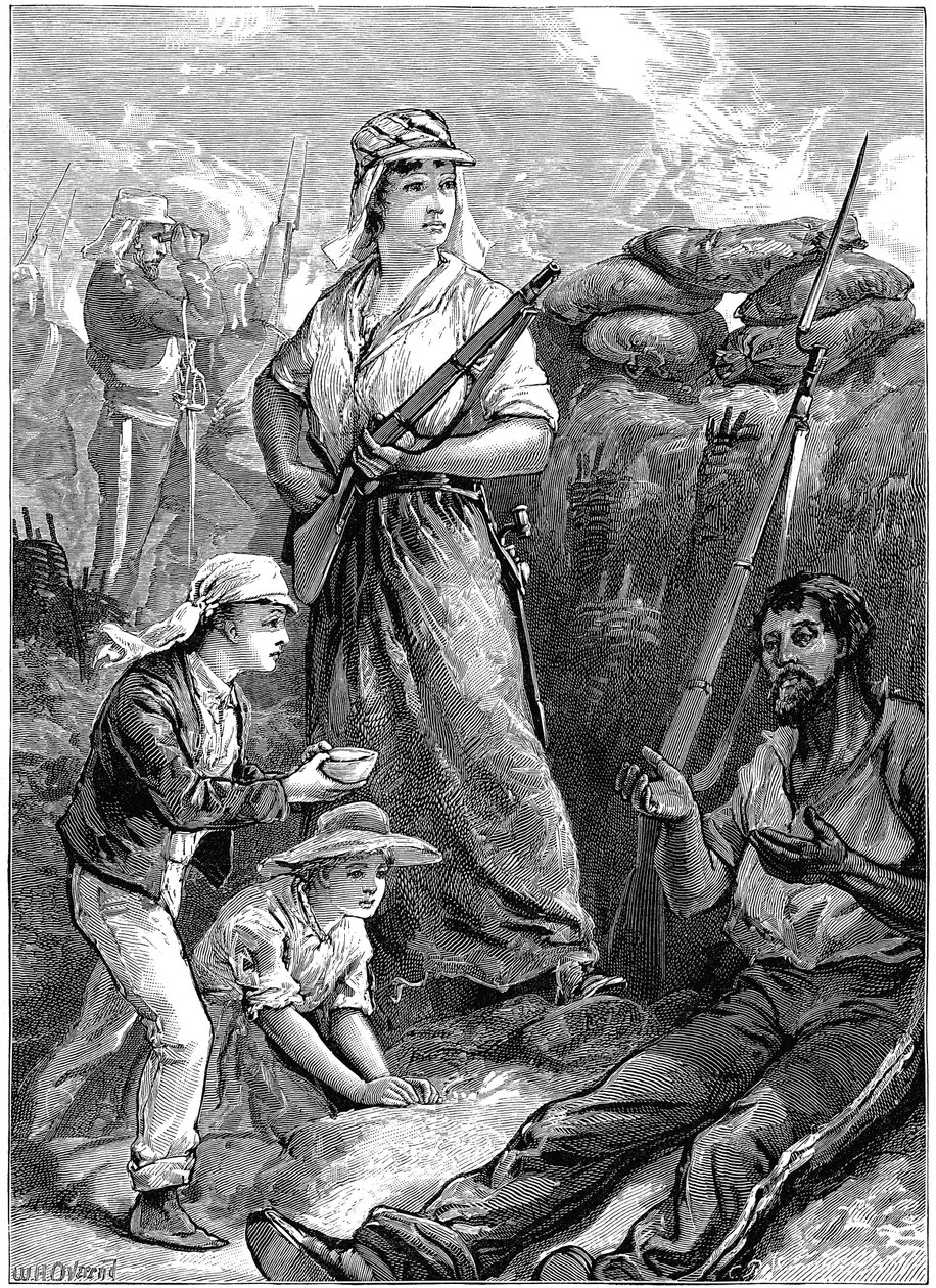 Forsvar av fortet ved Futtegurh, indisk mytteri, 1857-1859 c1895 av Unbekannt