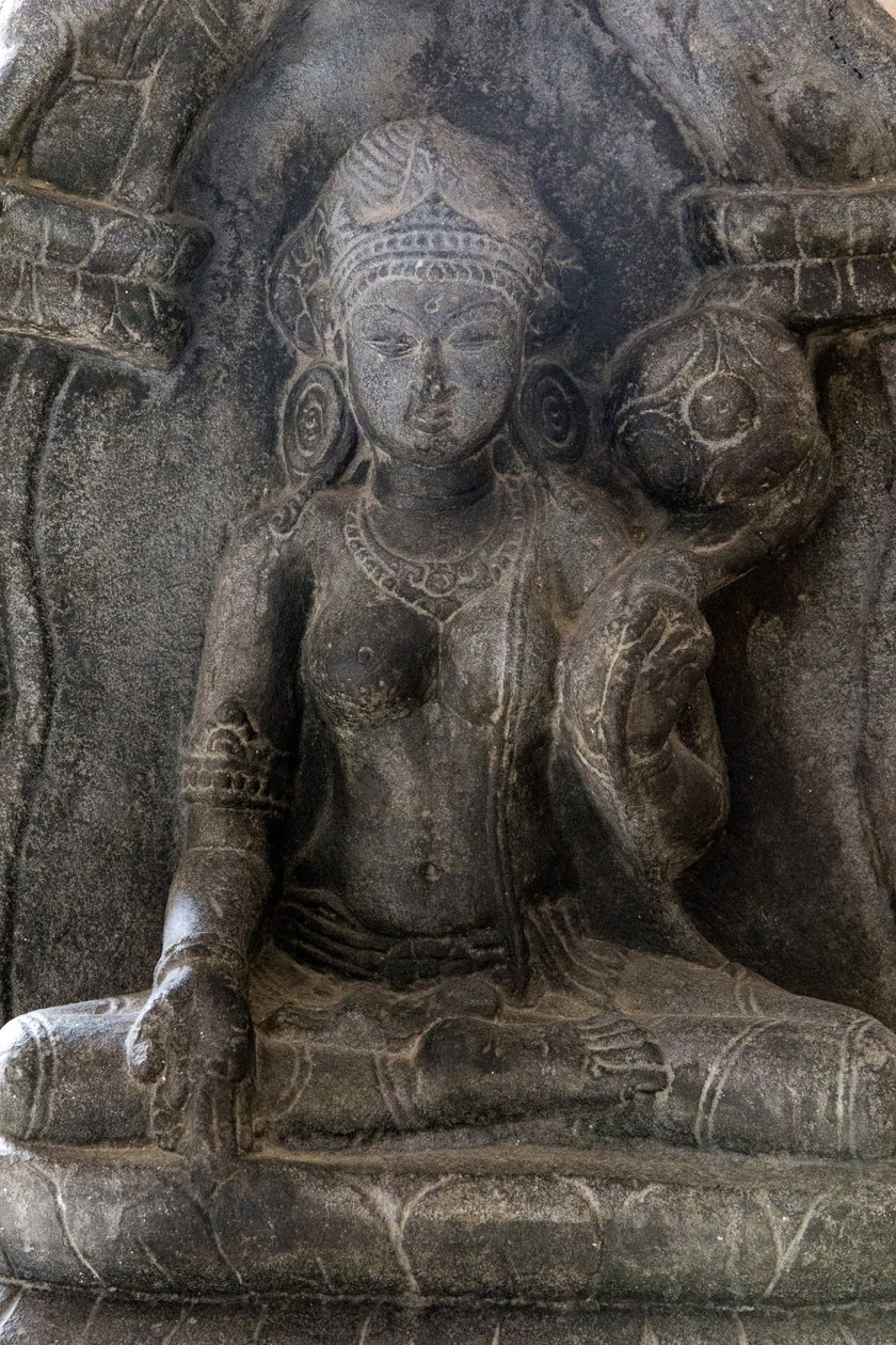 Delhi nasjonalmuseum. Gaja-Lakshmi (elefanter som dusjer vann på gudinnen Lakshmi). Pala, Bihar fra 900-tallet e.Kr. Stein. Detalj. India. av Unbekannt