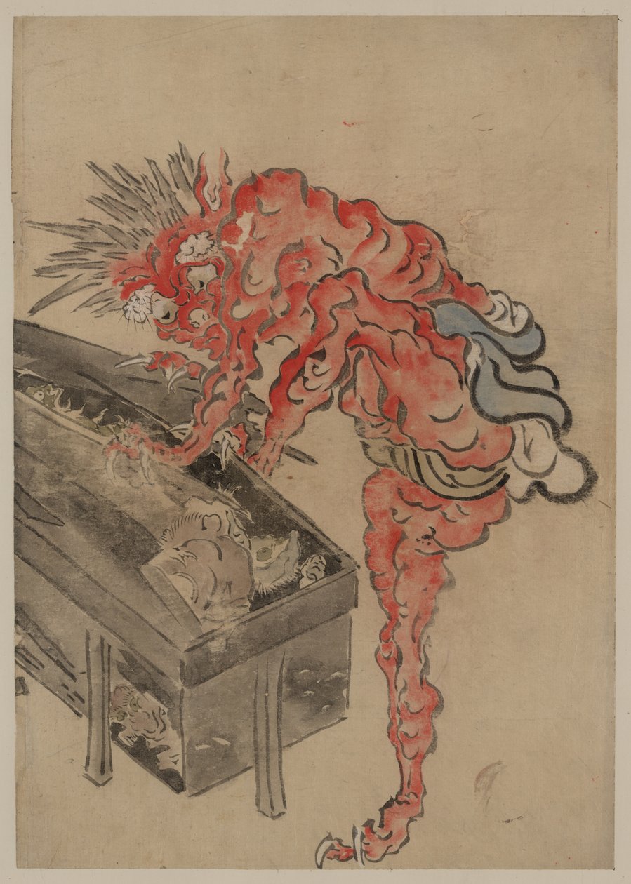 Demon, muligens Ibaraki, åpner en boks, tidlig på 1800-tallet. av Unbekannt