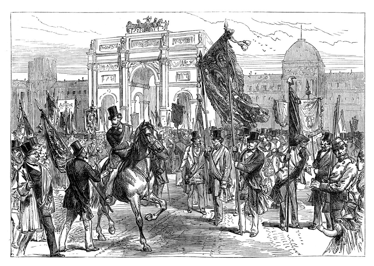 Demonstrasjon av frimurerne i Paris, Frankrike, 1870 sent på 1800-tallet av Unbekannt