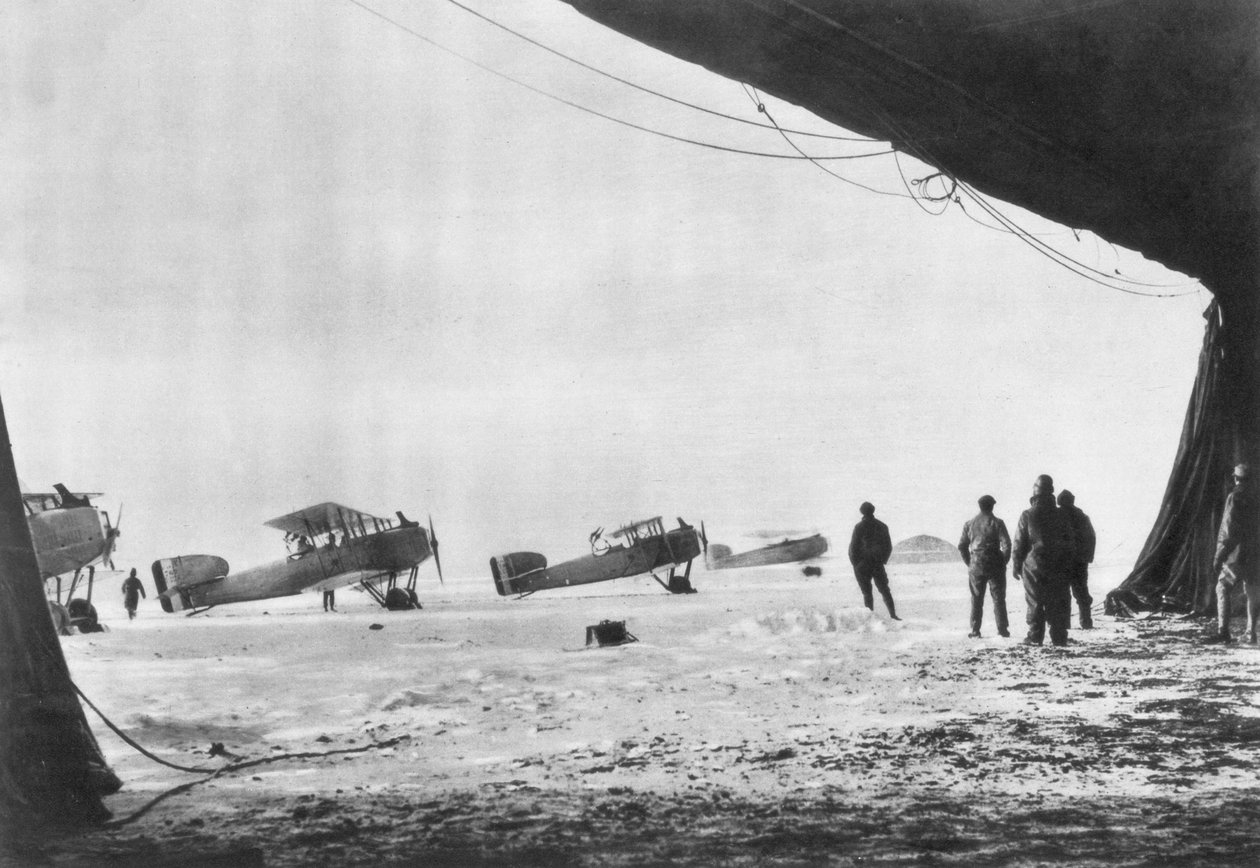 Avgang av franske Breguet-fly for et rekognoseringsoppdrag om vinteren, 1914-1918 av Unbekannt
