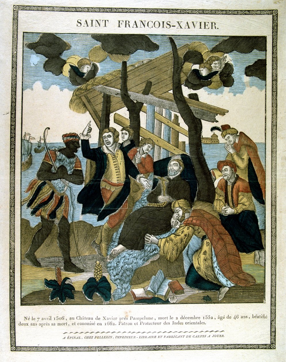 Skildring av St Francis Xavier 1506-1552, misjonær som grunnla jesuittordenen, 1800-tallet av Unbekannt