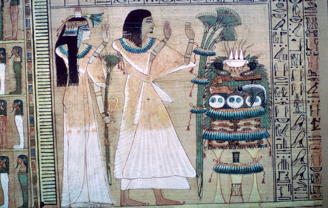Skildring av en mann og hans kone som ofrer til Osiris av Unbekannt