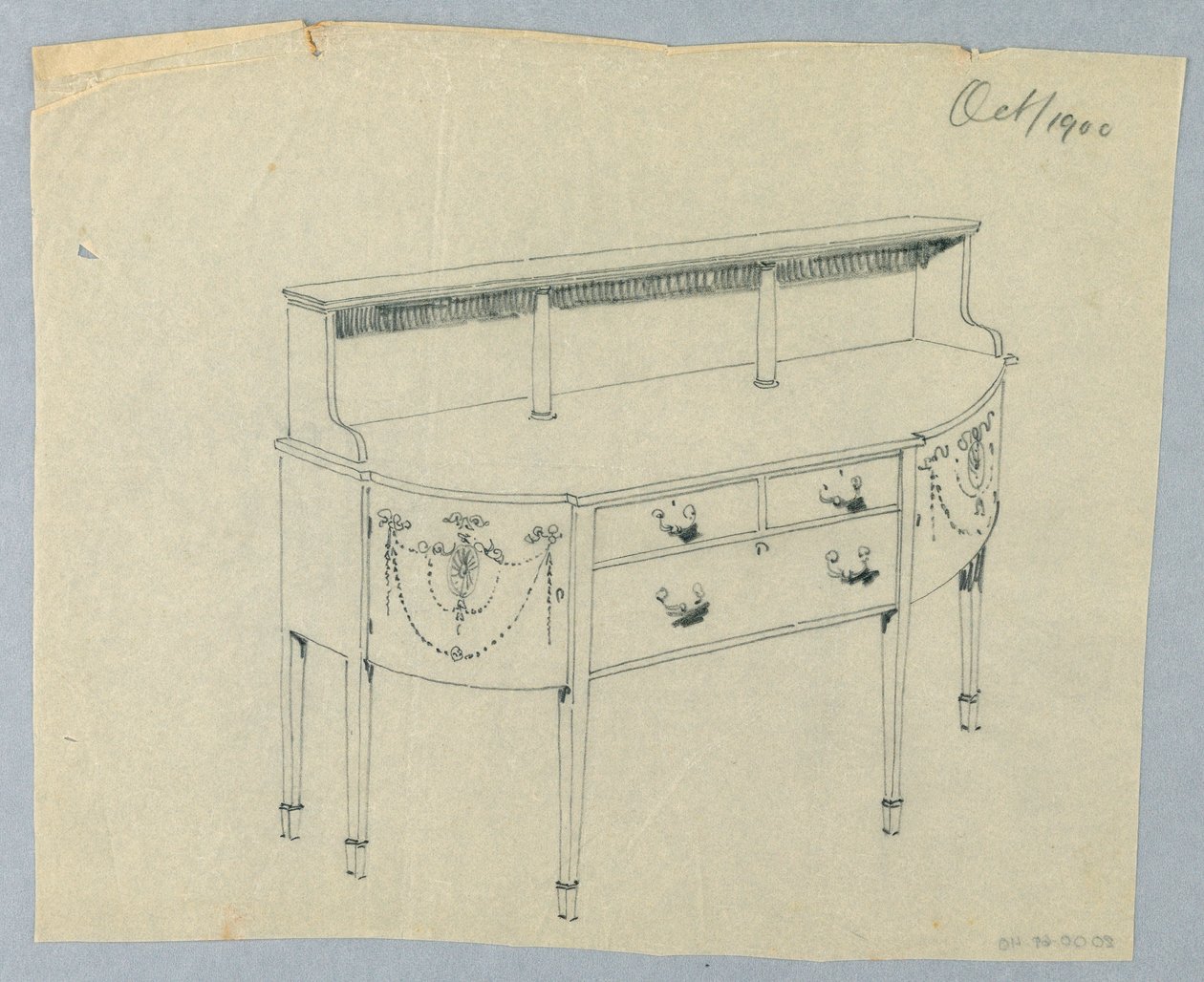 Design for skjenk med nyklassisk ornament, oktober 1900 av Unbekannt