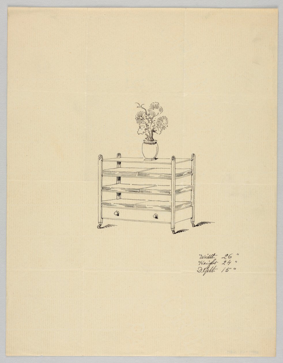 Design for trelags bord med vase og blomster, 1900–05 av Unbekannt