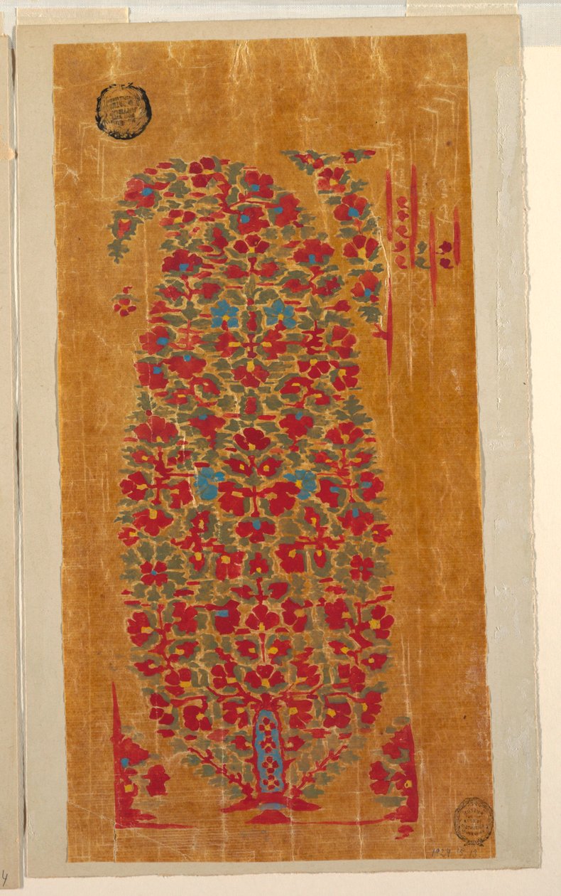 Design for vevd sjal med indianiserende motiver av Unbekannt