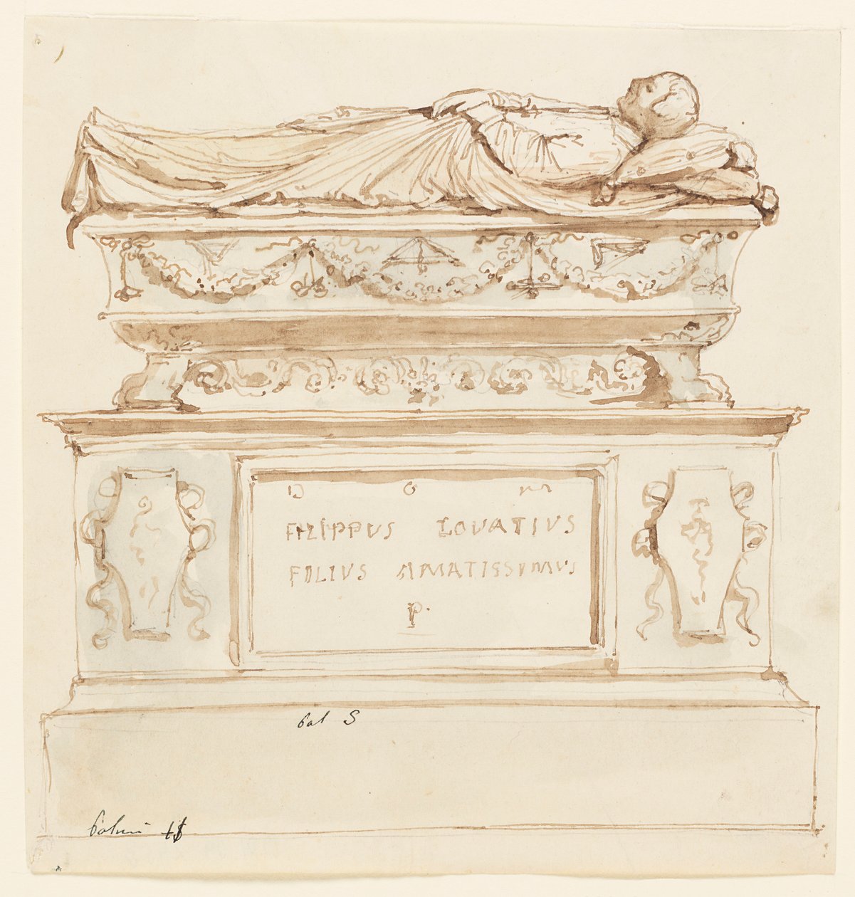 Design for et gravmonument for Filippo Lovazzi av Unbekannt