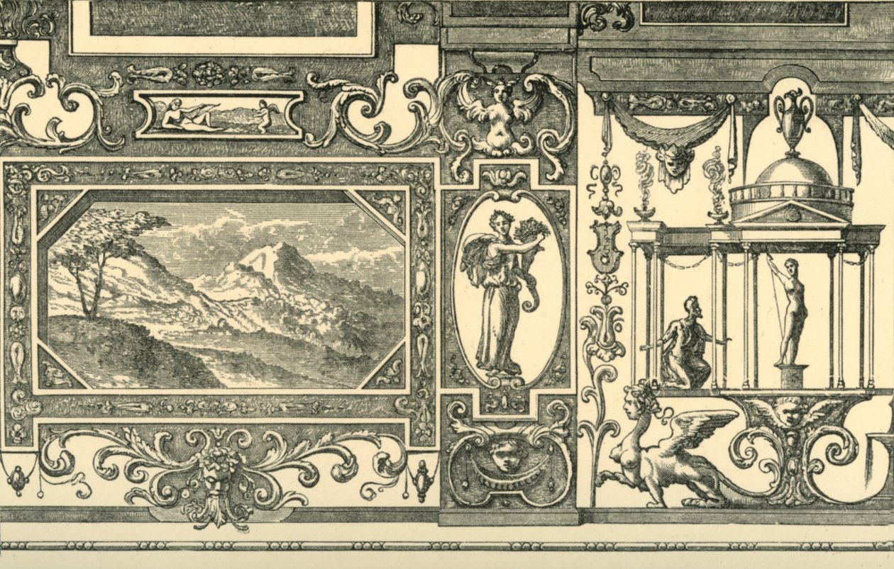 Design for en vegg- eller takdekorasjon i den groteske smaken, 1500-tallet, 1881. av Unbekannt