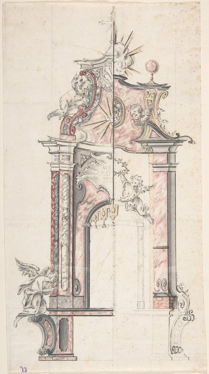 Design for et alter med en variant, 1700-tallet. av Unbekannt
