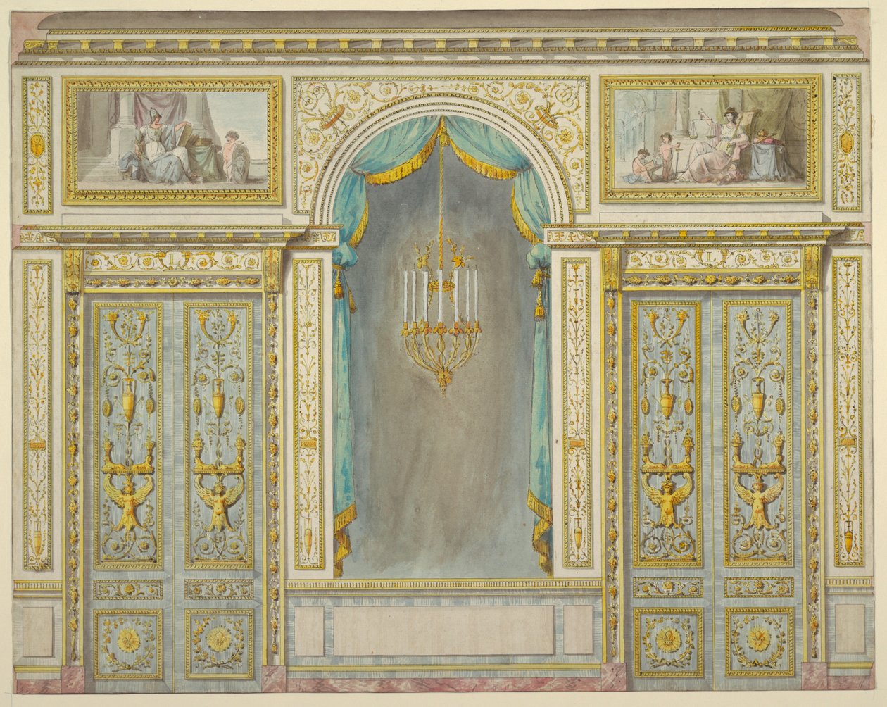 Design for veggdekorasjonen til Marie-Antoinettes leilighet på Fontainebleau Palace av Unbekannt