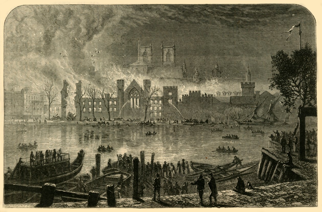 Ødeleggelse av parlamentets gamle hus, 16. oktober 1834, 1881. av Unbekannt