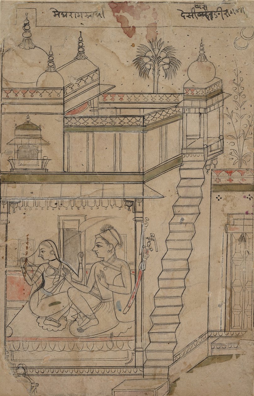 Desvarari Ragini: Folio fra en ragamala-serie Garland of Musical Modes, tidlig på 1700-tallet. av Unbekannt