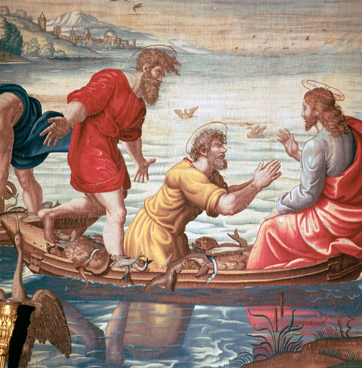 Detalj fra Mortlakes Tapestries, som viser det mirakuløse trekk av fisk, 1600-tallet av Unbekannt
