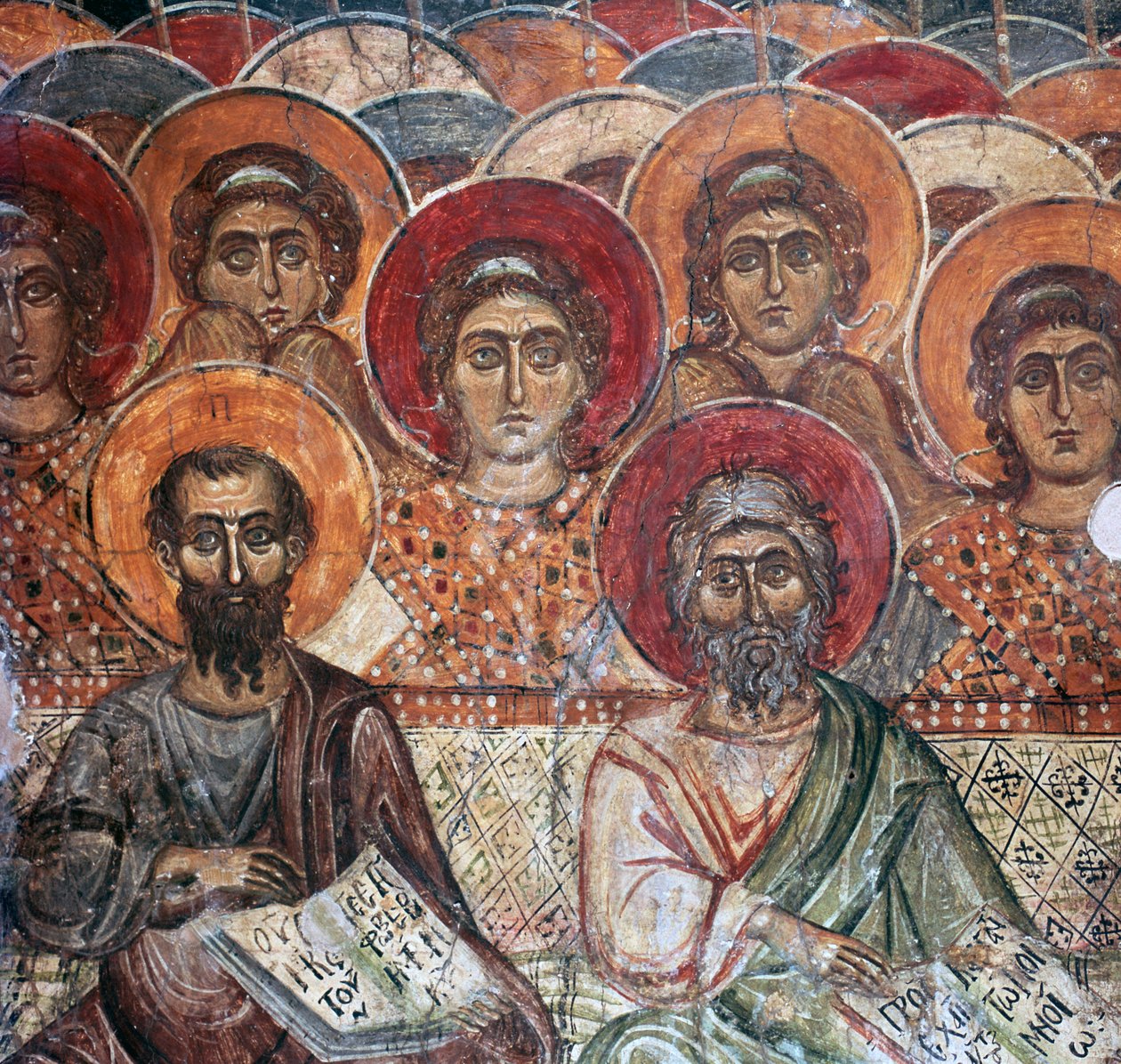 Detalj av en freskomaleri av Saints in Paradise, 1200-tallet av Unbekannt