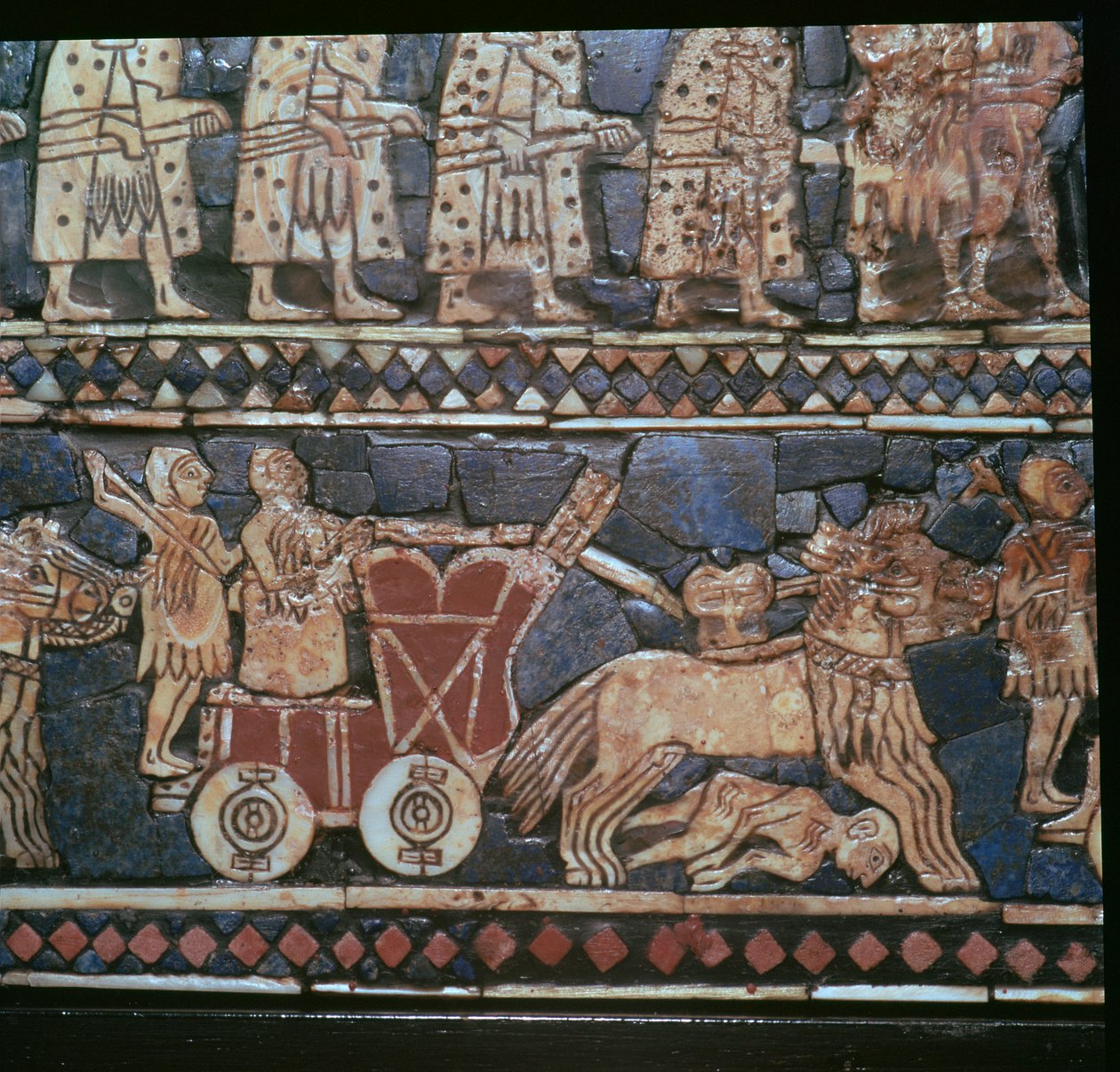 Detalj av Standard of Ur, som viser en sumerisk krigsvogn, Sør-Irak, ca 2600-2400 f.Kr. av Unbekannt