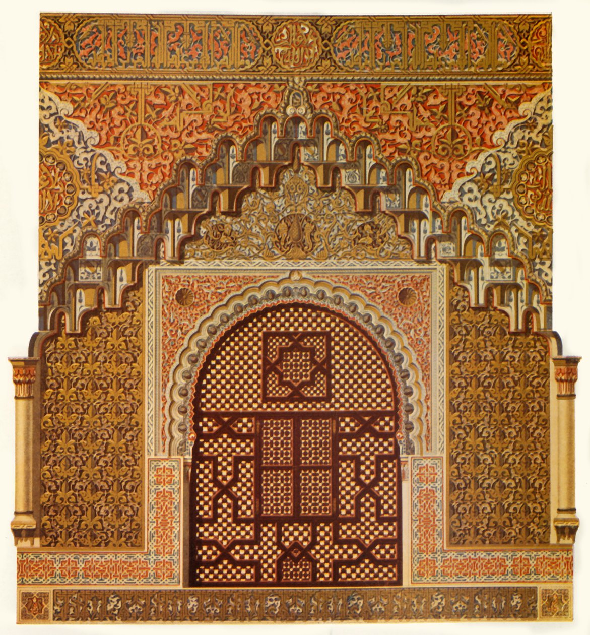 Detalj av sidevinduene i Hall of the Two Sisters, 1907. av Unbekannt