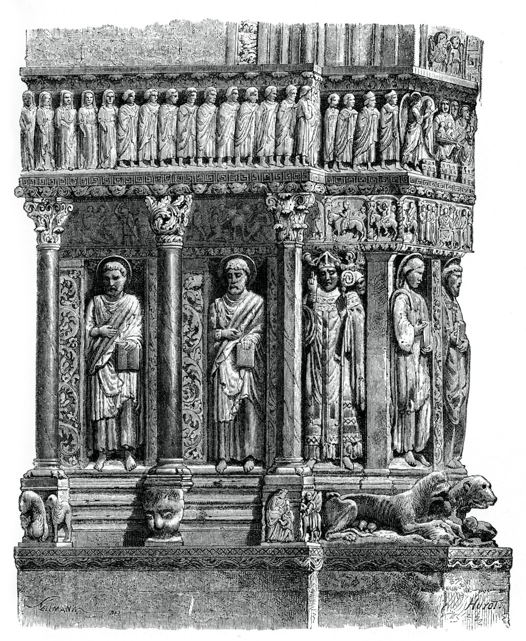Detalj av portalen til St Trophimus, Arles, 1100-tallet, 1870 av Unbekannt
