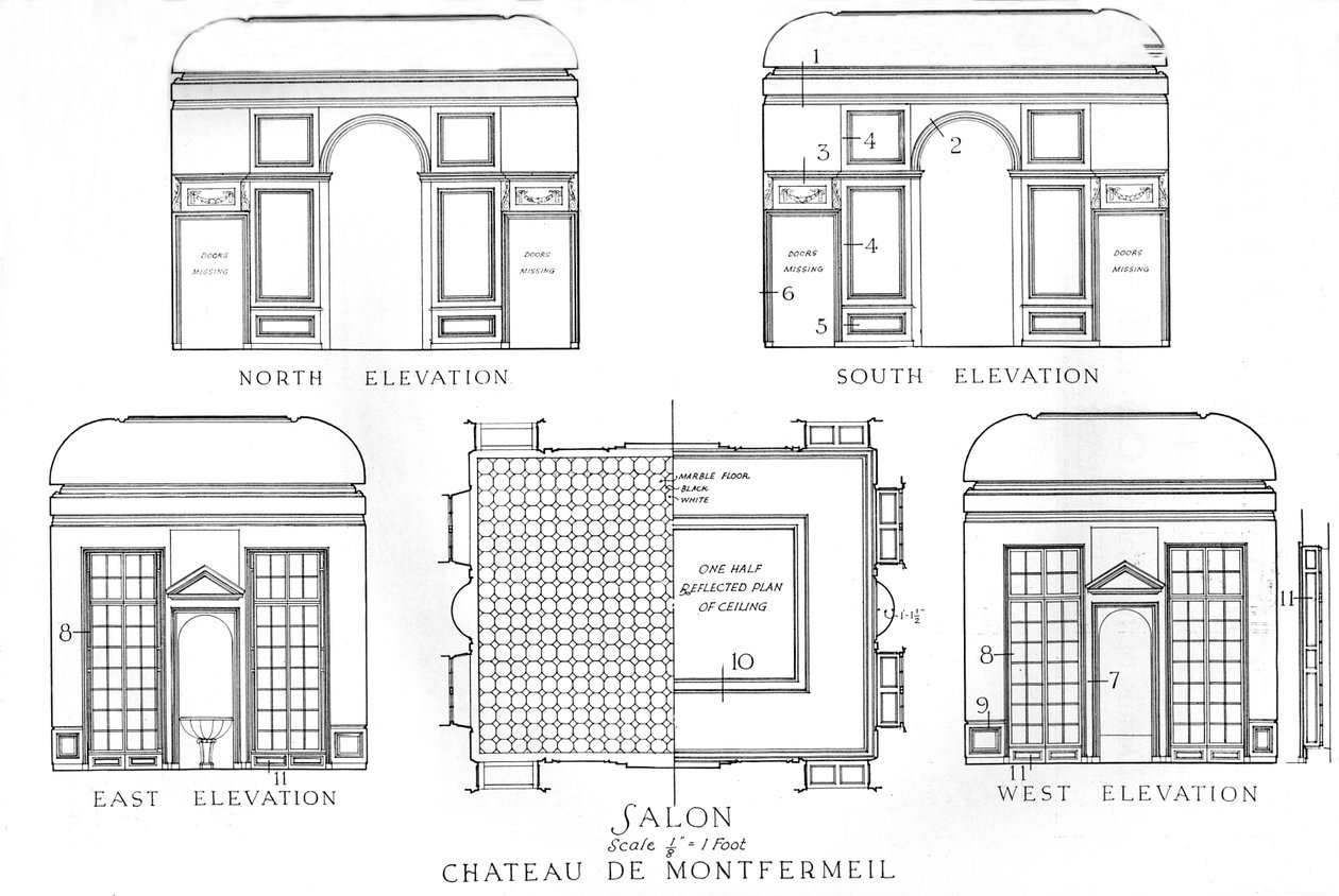 Detaljer om salongene, Chateau de Montfermeil, Paris, 1924 av Unbekannt