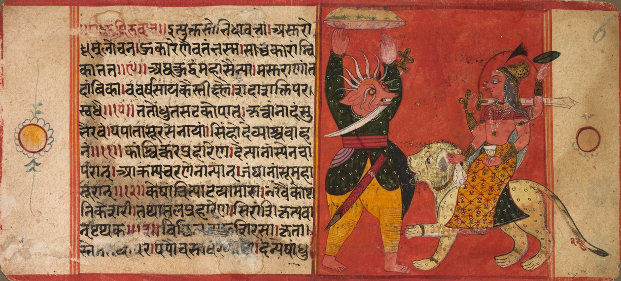 Devi angriper en demon, ca. 1630. av Unbekannt