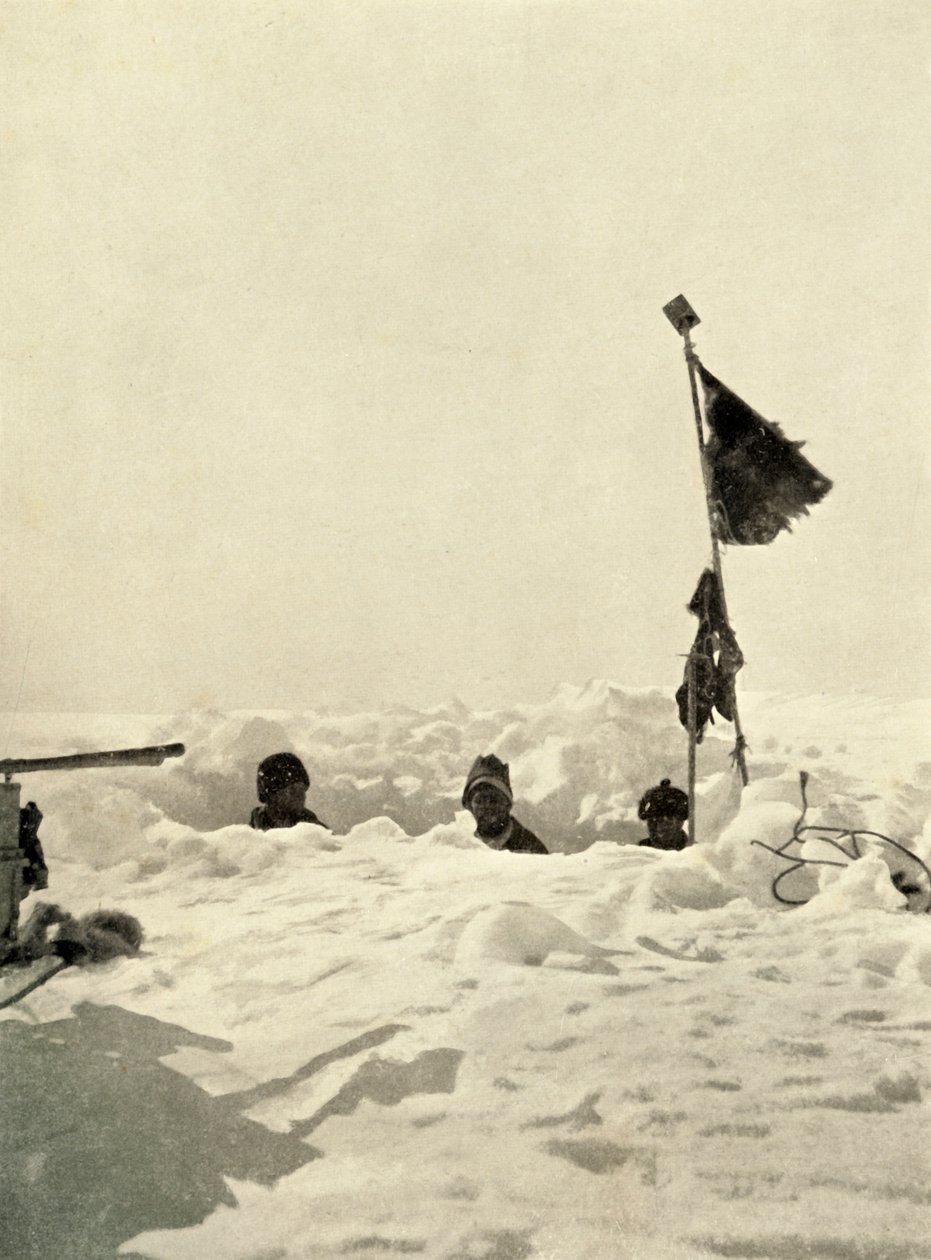 Graving for å fastslå snødybden som dekker et depot, c1908, 1909. av Unbekannt