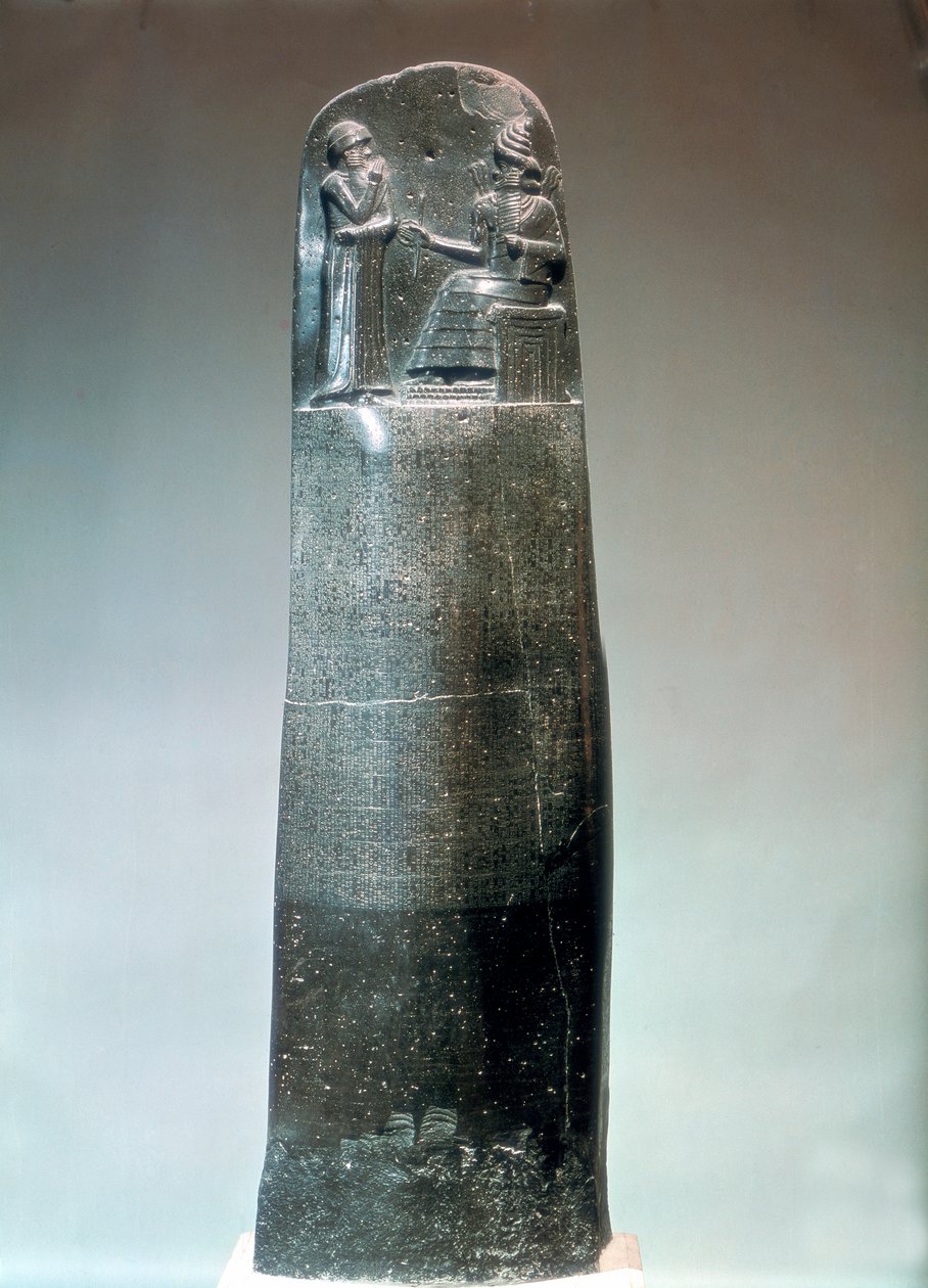 Diorit-stele innskrevet med lovene til Hammurabi, 1700-tallet f.Kr av Unbekannt