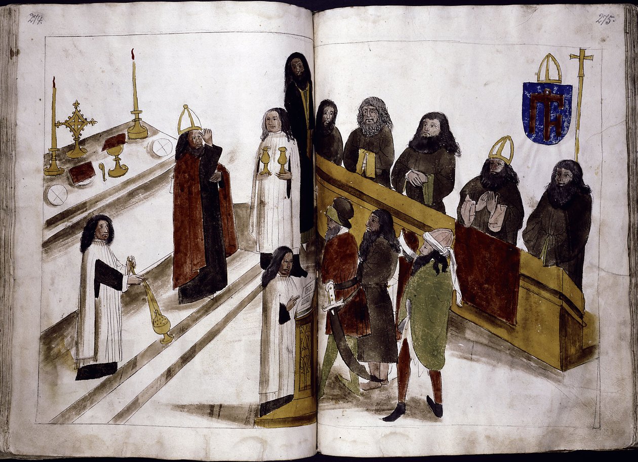 Gudstjeneste i henhold til den gresk-ortodokse ritualen fra: Ulrich Richental Chronicle of the Council of Constance, 1414-1418 av Unbekannt