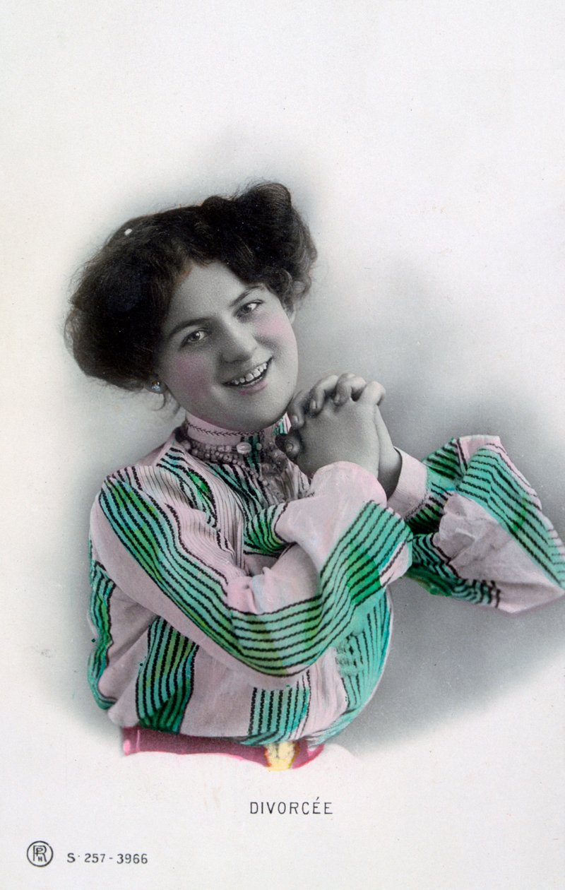 Skilsmisse, vintage fransk postkort, c1900 av Unbekannt