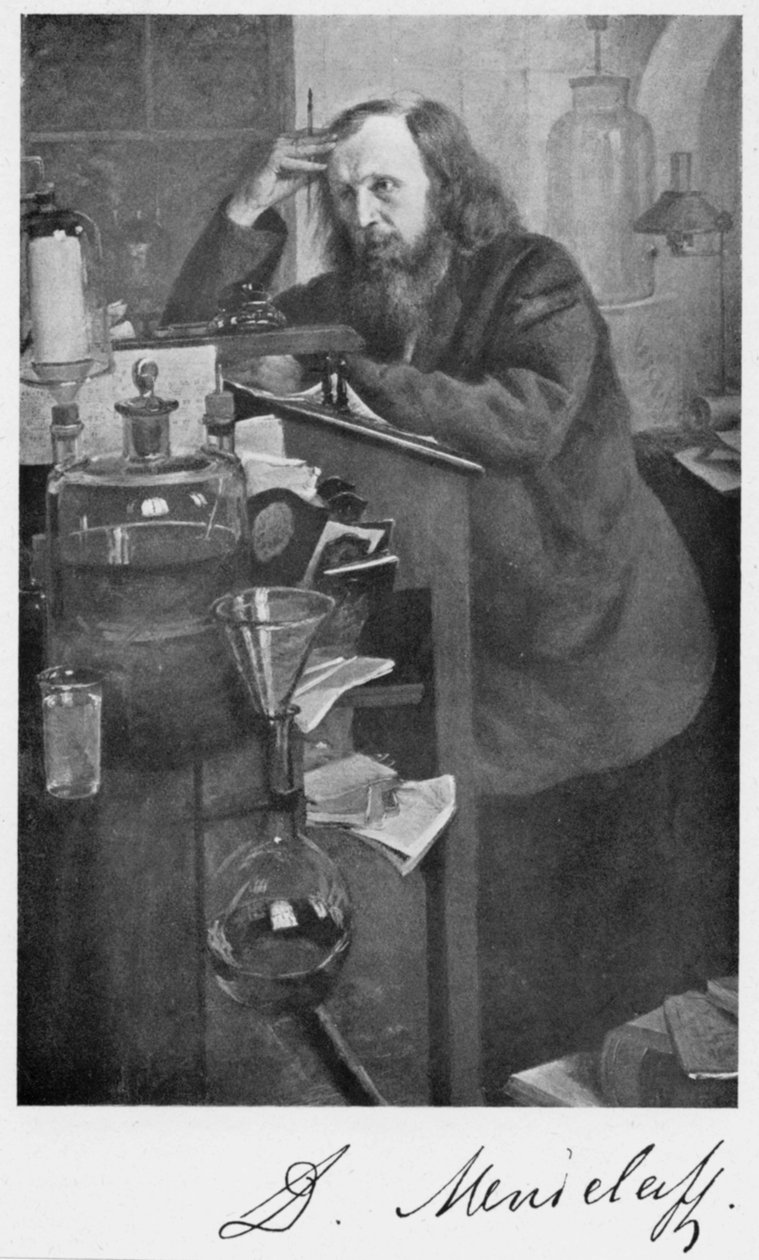 Dmitri Ivanovich Mendeleev 1834-1907, russisk kjemiker, ca 1900-tallet av Unbekannt