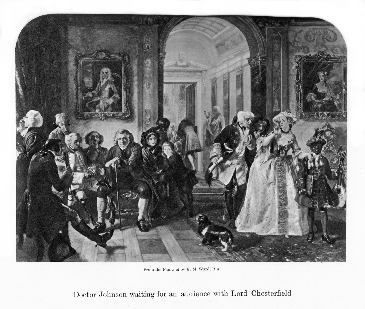 Doktor Johnson venter på audiens hos Lord Chesterfield, 1800-tallet av Unbekannt