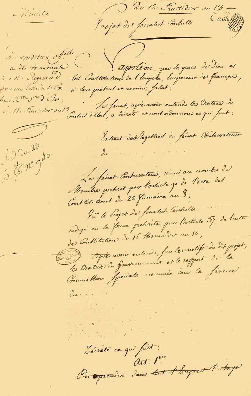 Utkast til...gjenetablering av den gregorianske kalenderen, 29. august 1805, 1921. av Unbekannt