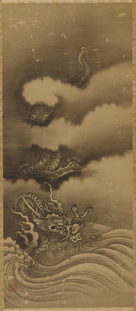 Drage og bølger, Edo-perioden, 1615-1868. av Unbekannt
