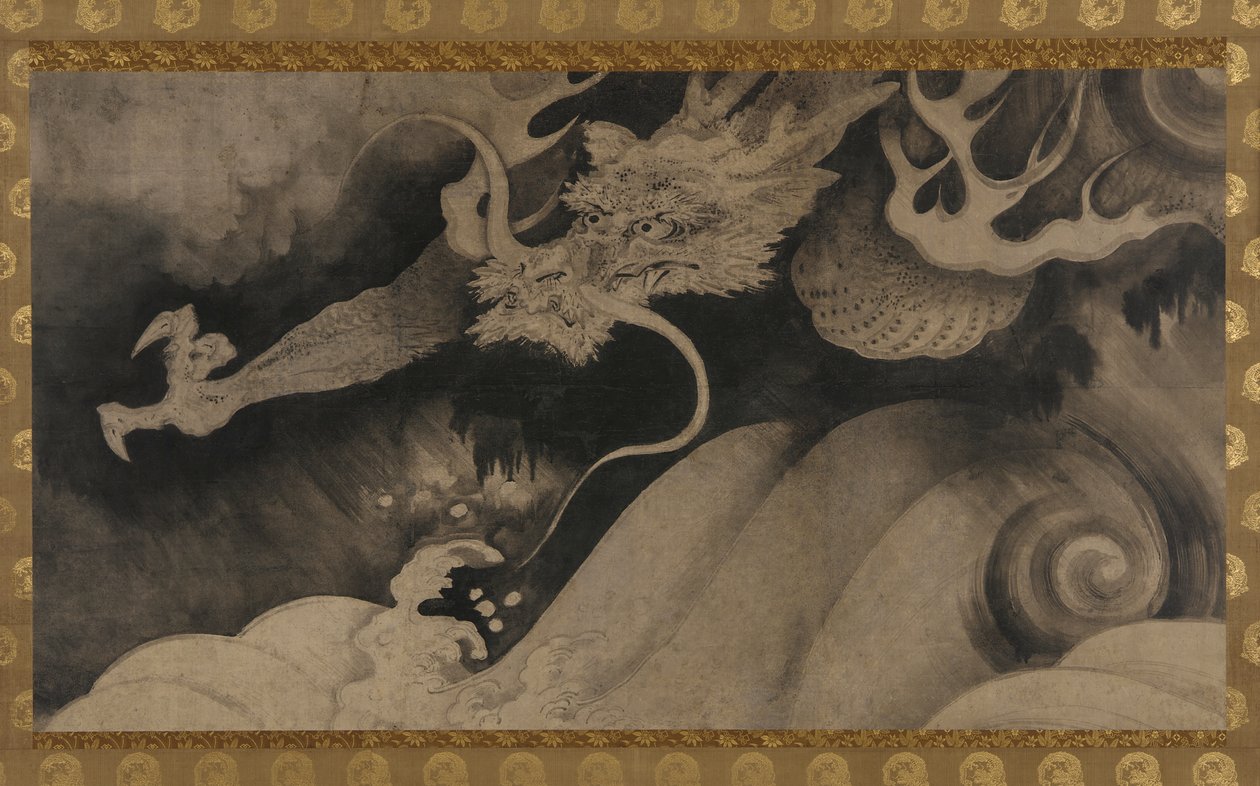 Drage, bølger og skyer, Momoyama-perioden, 1568-1615. av Unbekannt