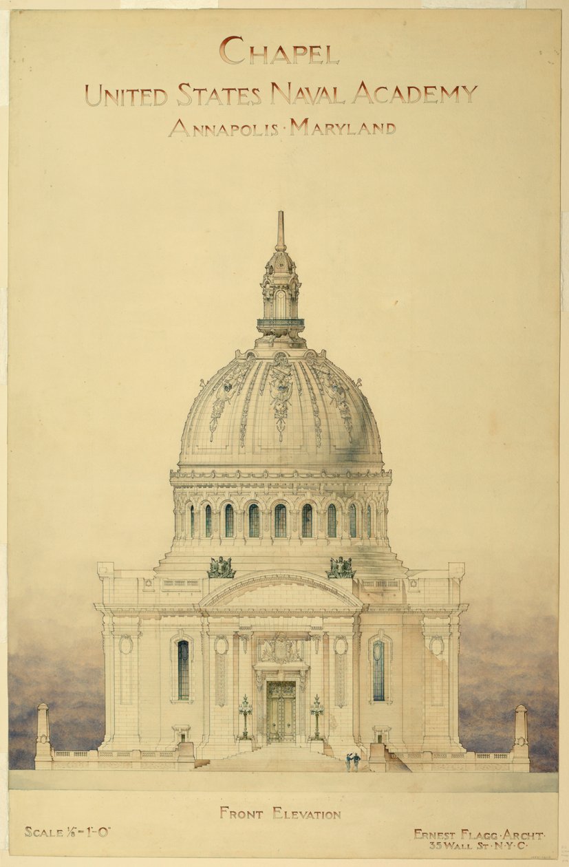 Tegning, kapell, U.S. Naval Academy av Unbekannt