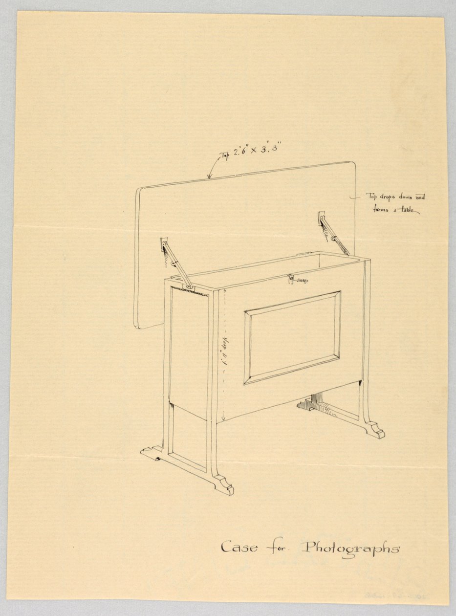 Tegning, Design for Tilt-Top-veske for fotografier av Unbekannt