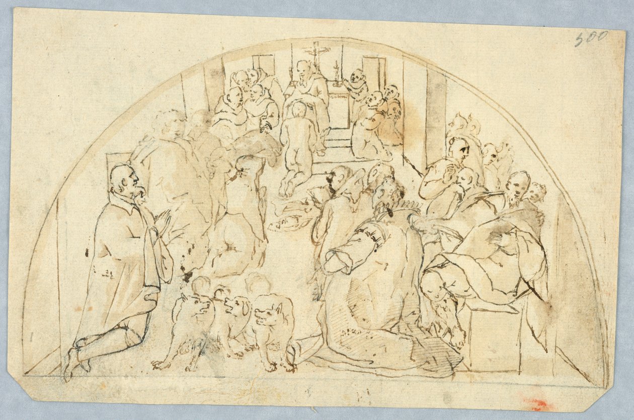 Tegning, design for en overdør, 1600-1800-tallet av Unbekannt
