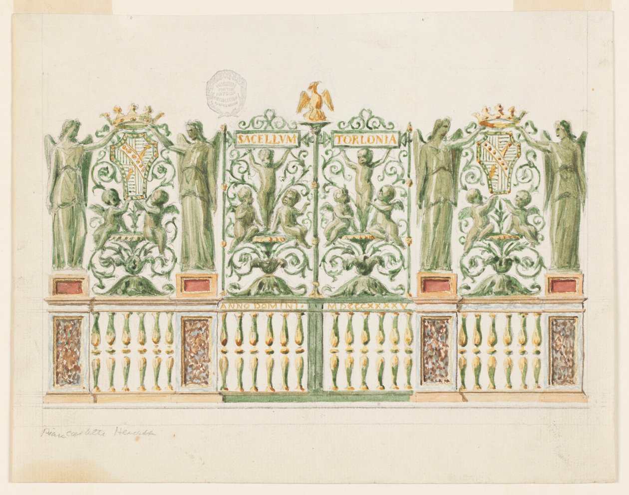 Tegning, prosjekt for kapellport, 1845 av Unbekannt