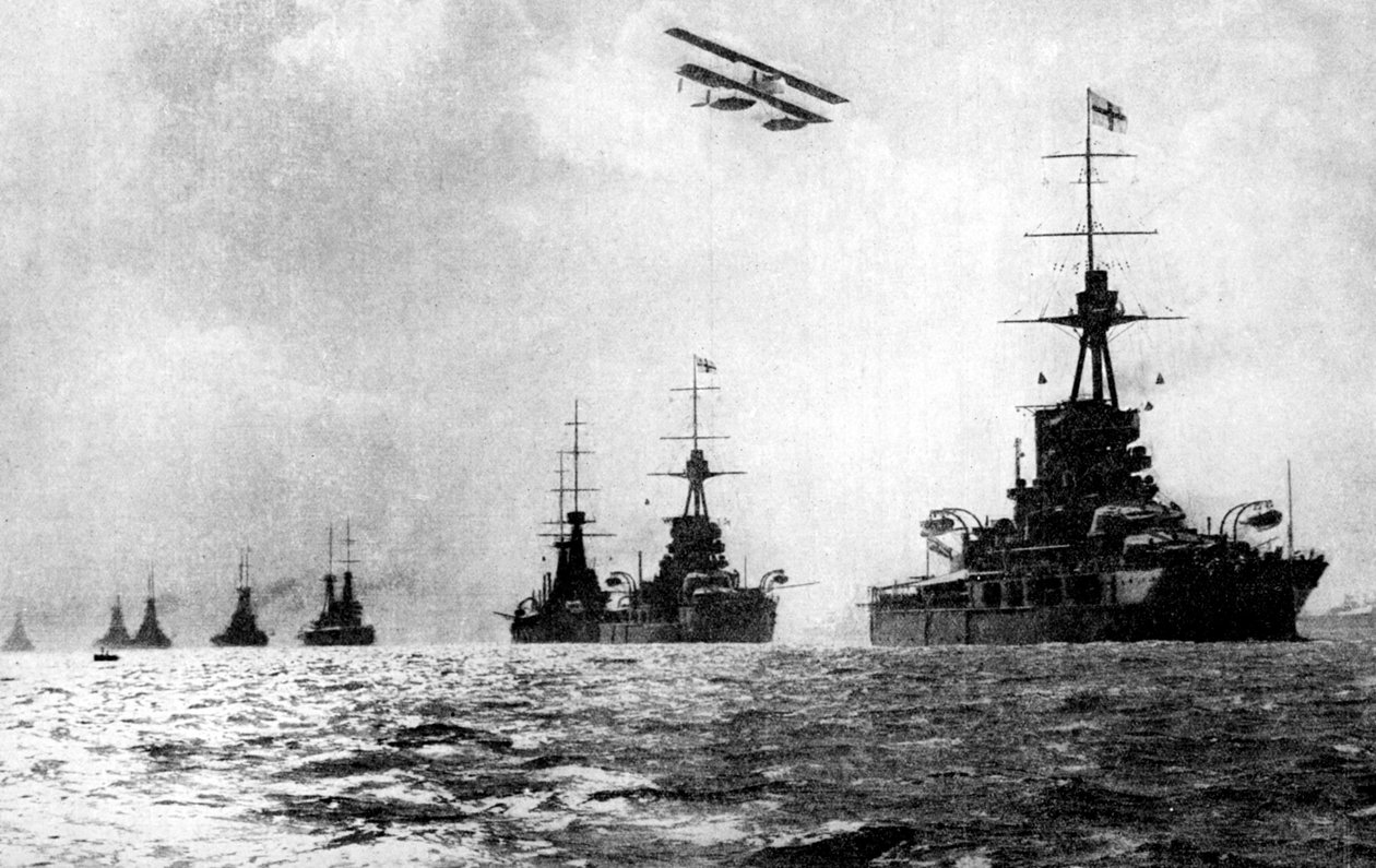 Dreadnoughts og vannfly, British Grand Fleet, Nordsjøen, første verdenskrig, 1914 av Unbekannt
