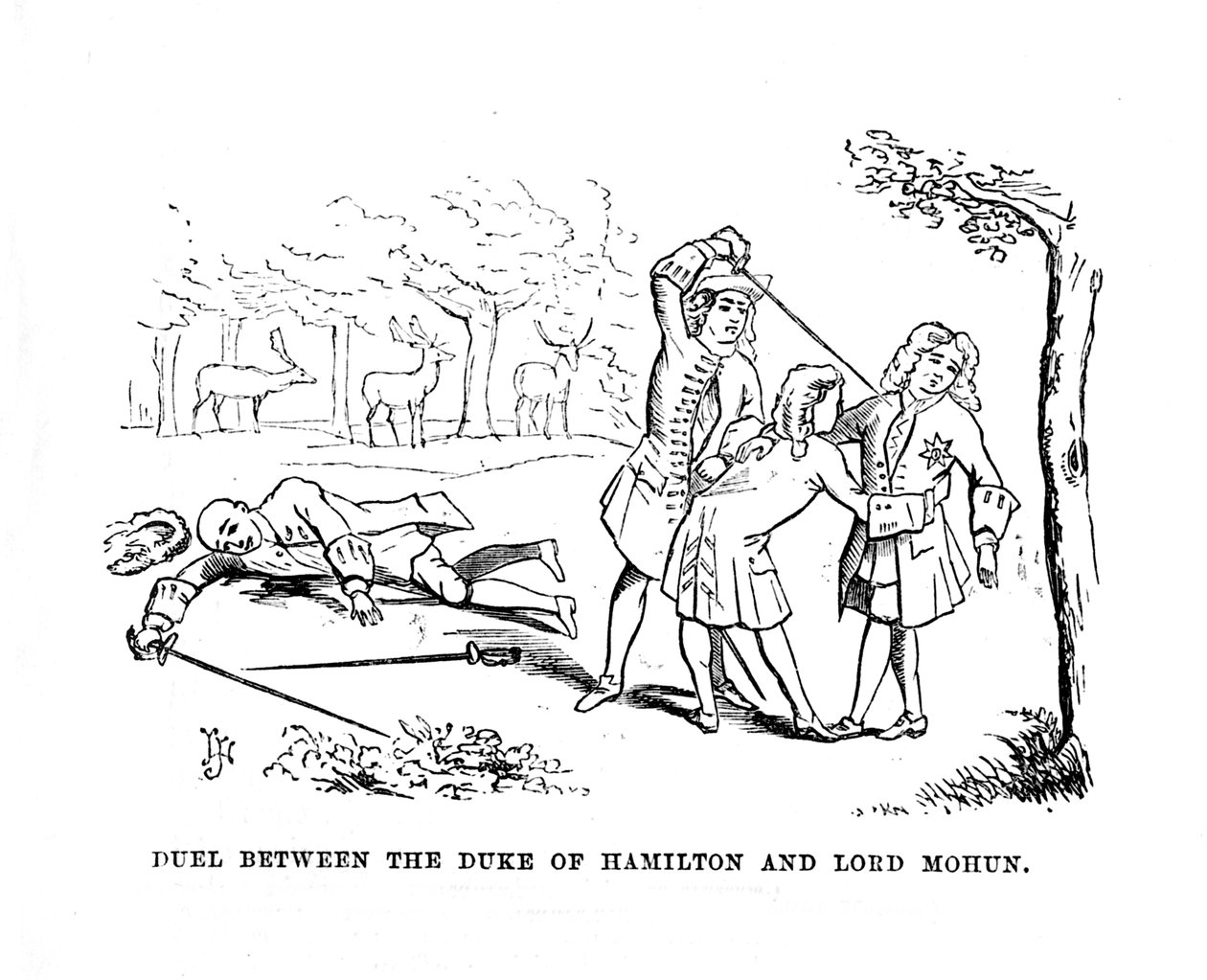 Duell mellom hertugen av Hamilton og Lord Mohun, c1870 av Unbekannt