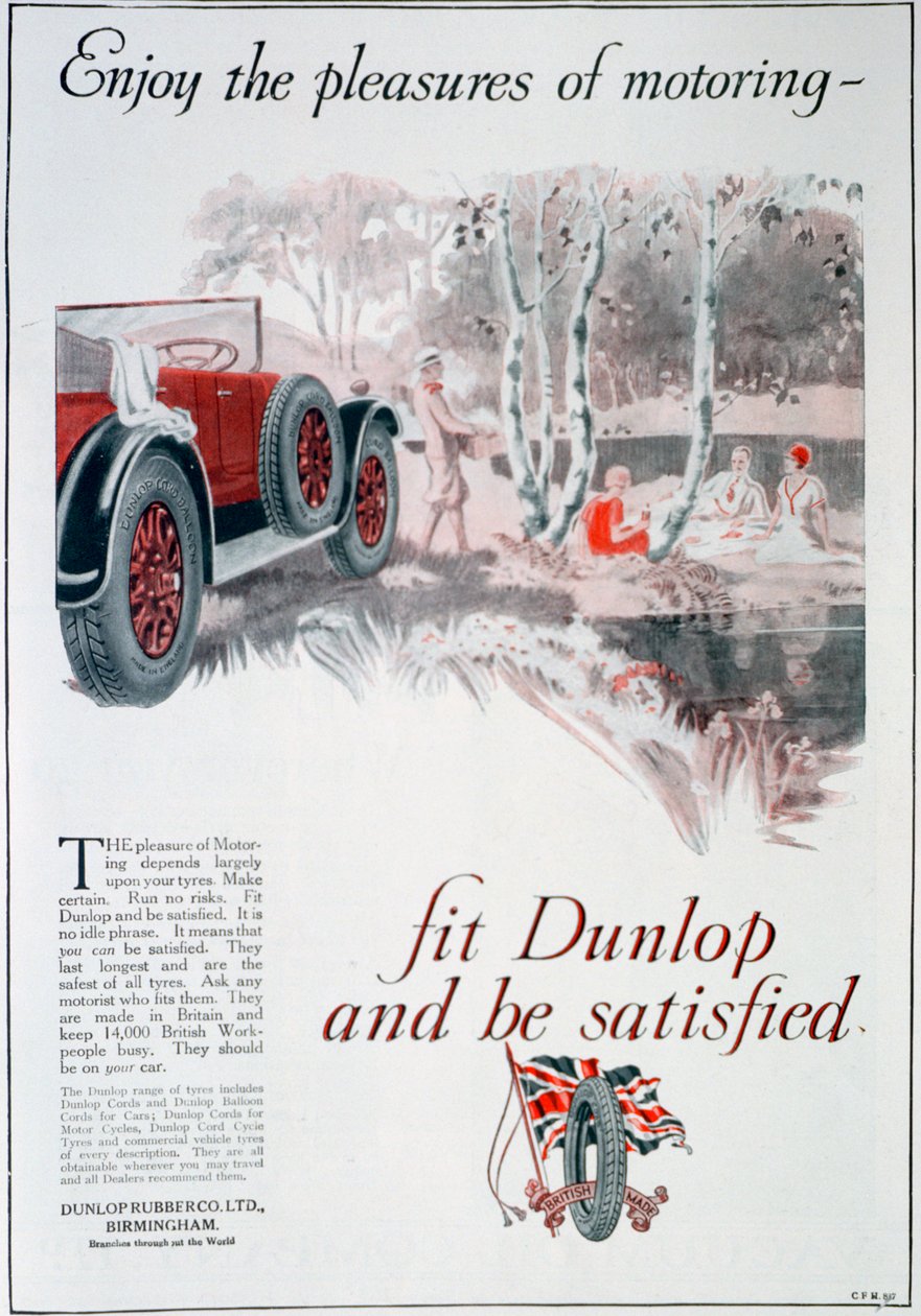 Dunlop dekkannonse, 1925 av Unbekannt