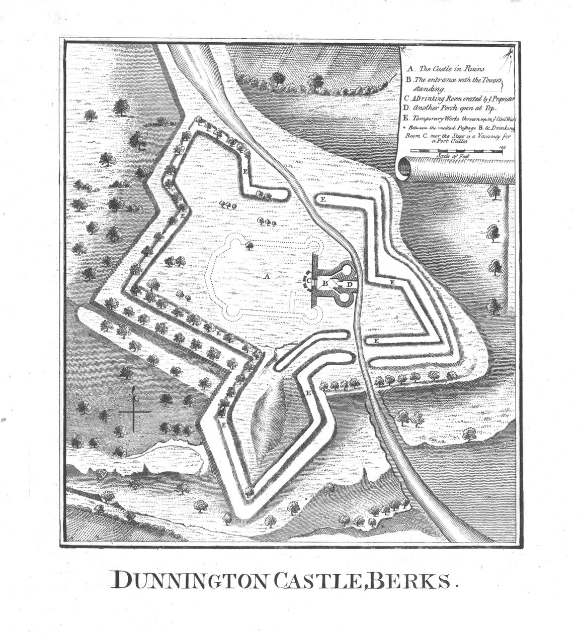 Dunnington Castle, Berks., slutten av 1700-tallet av Unbekannt
