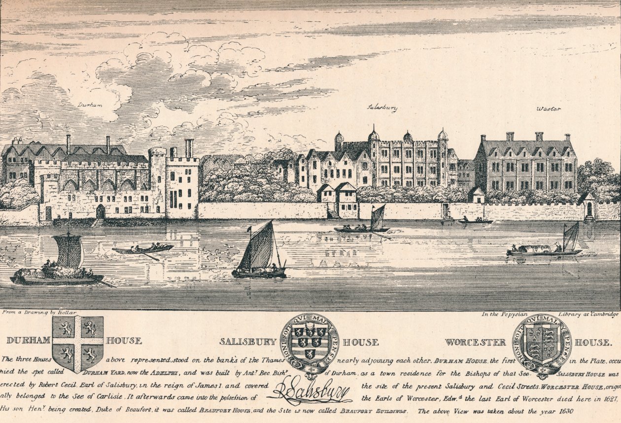 Durham House, Salisbury House og Worcester House, London, c1808 1903 av Unbekannt